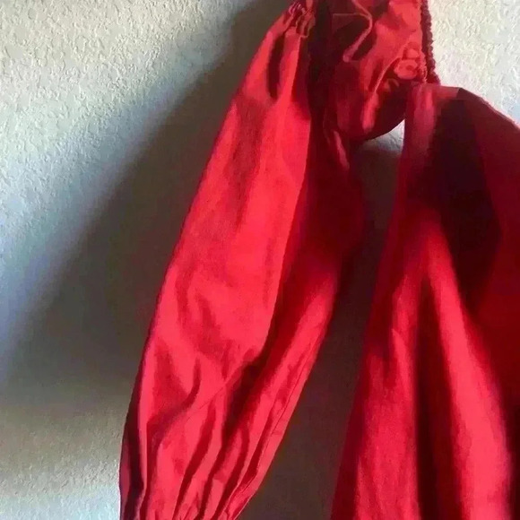 ÀCHEVAL PAMPA  Net Sustain Nube Off-The-Shoulder Stretch-Cotton Red Midi Dress M - Picture 10 of 16